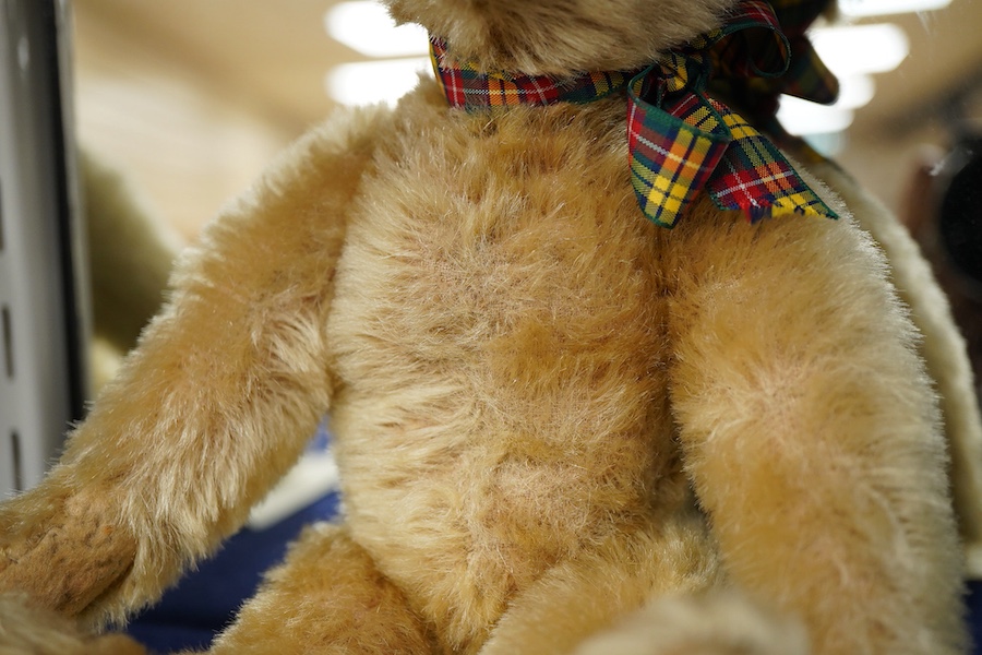 A small Steiff with tartan scarf, c.1908, approx. 26cm long